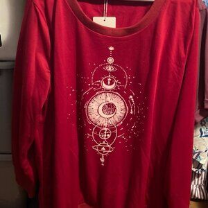 Bloomchic celestial red sweatshirt lightweight